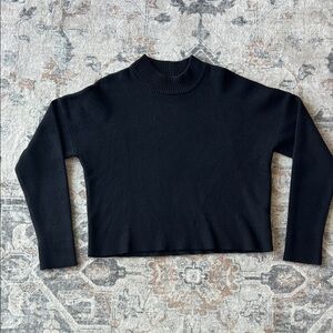 Black Mockneck Cropped Knit Sweater
